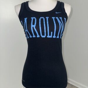 Nike Dri-Fit Carolina Racerback Tank Top Black Blue Logo‎ Size XS